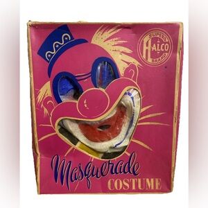 Vintage Masquerade Costume By Superb Halco Brand Clown Size Large Child 3 Piece